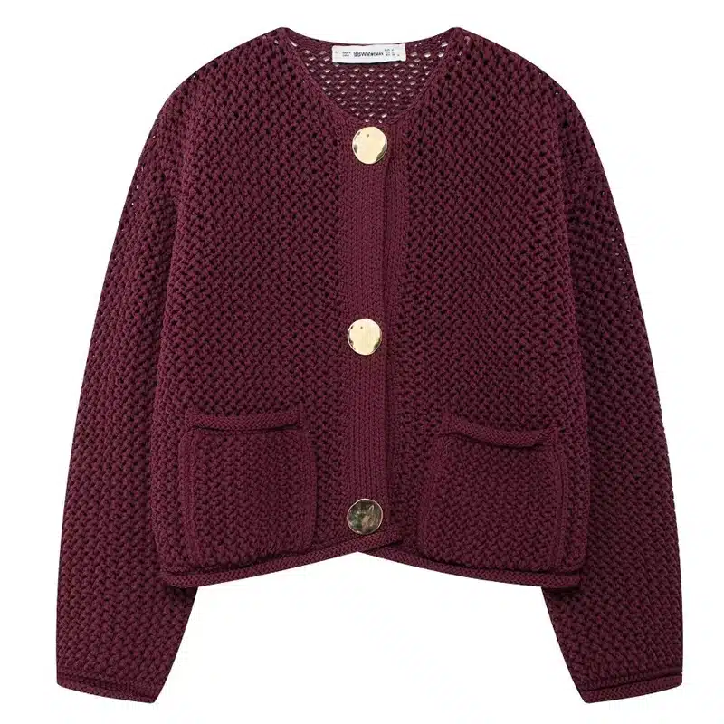 kf-S6c6953023e594592aee6093b8b38db7b3 Casual Cropped Cardigan For Women - Image 1