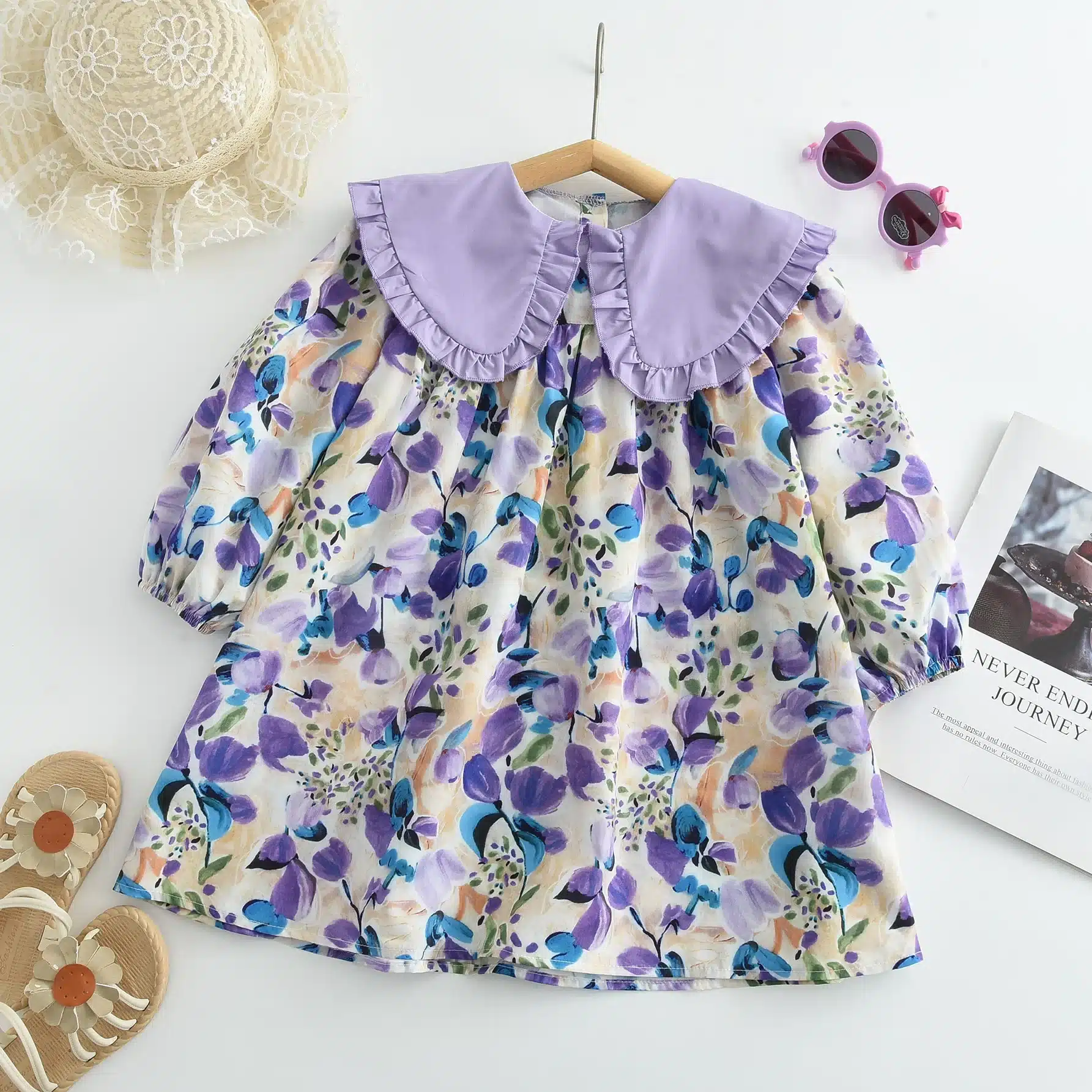 kf-S0c3d30794f9d4ea4aa792a0073cac652f Casual Puff Sleeve Dress For Kids - Image 1