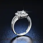 925 Sterling Silver Crystal Square Rings For Women - Image 3