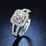 925 Sterling Silver Crystal Square Rings For Women - Image 2