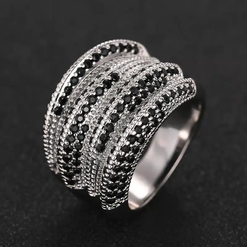 kf-S746ab271c2f945c6ad274f875d4f72d0K Black Crystal Stone Ring For Women - Image 1