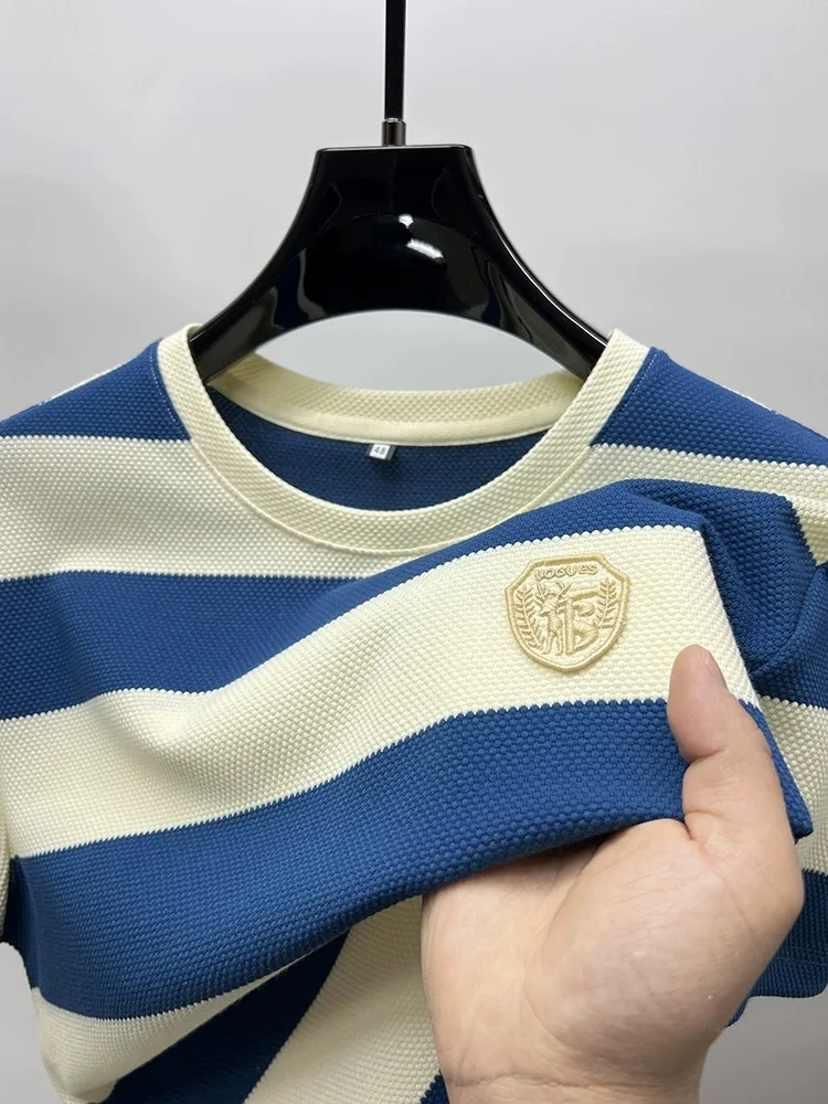 kf-S5fa1e41d19414f74b70b124eafcdf6b0B High Quality Striped T-shirts For Men - Image 1