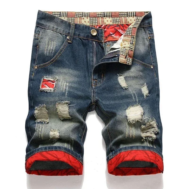 kf-S854e3f9e631541878e03bb801f435377t Casual Street Wear Ripped Denim Shorts For Men - Image 1