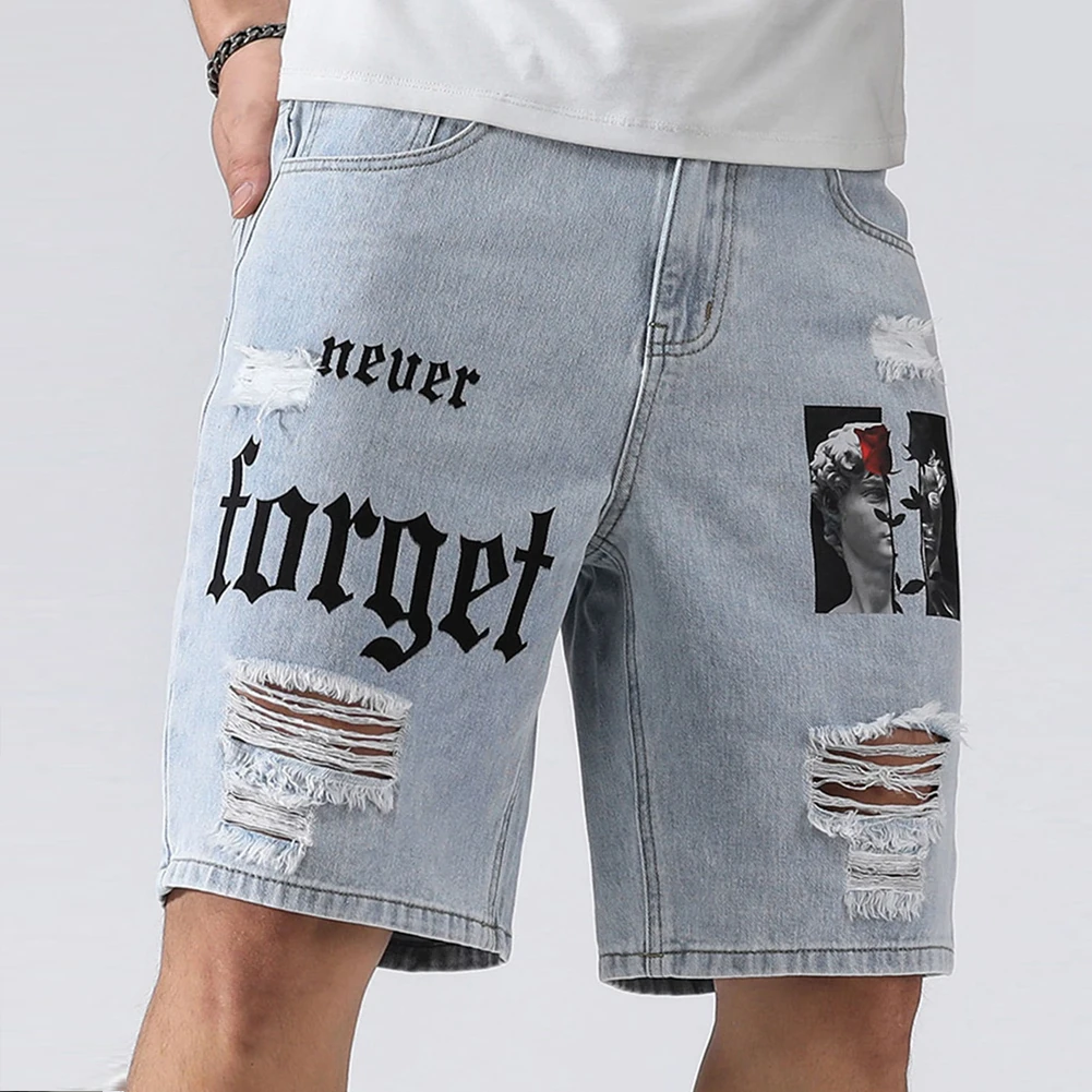 kf-Sd30d564cc8dc41de9d49e2d01336e8d9H Casual Ripped Denim Shorts For Men - Image 1