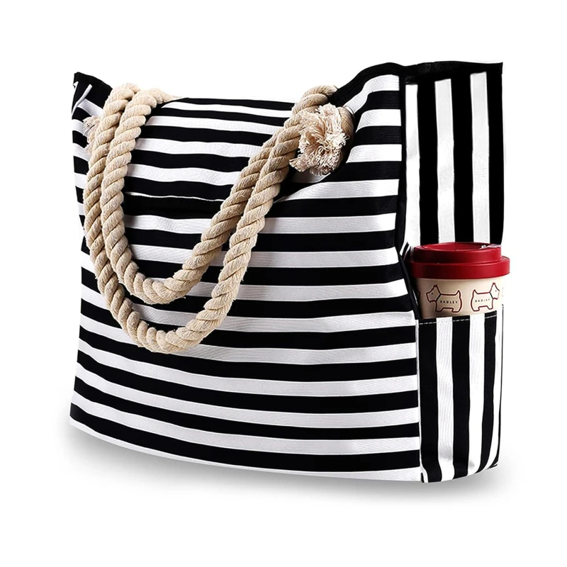 kf-S11de95bbab204b39b3febd9291f89a530 Casual Striped Canvas Bags For Women - Image 1