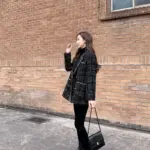 Luxury Tweed Plaid Blazers For Women - Image 4