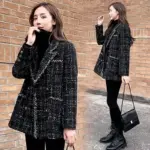 Luxury Tweed Plaid Blazers For Women - Image 2